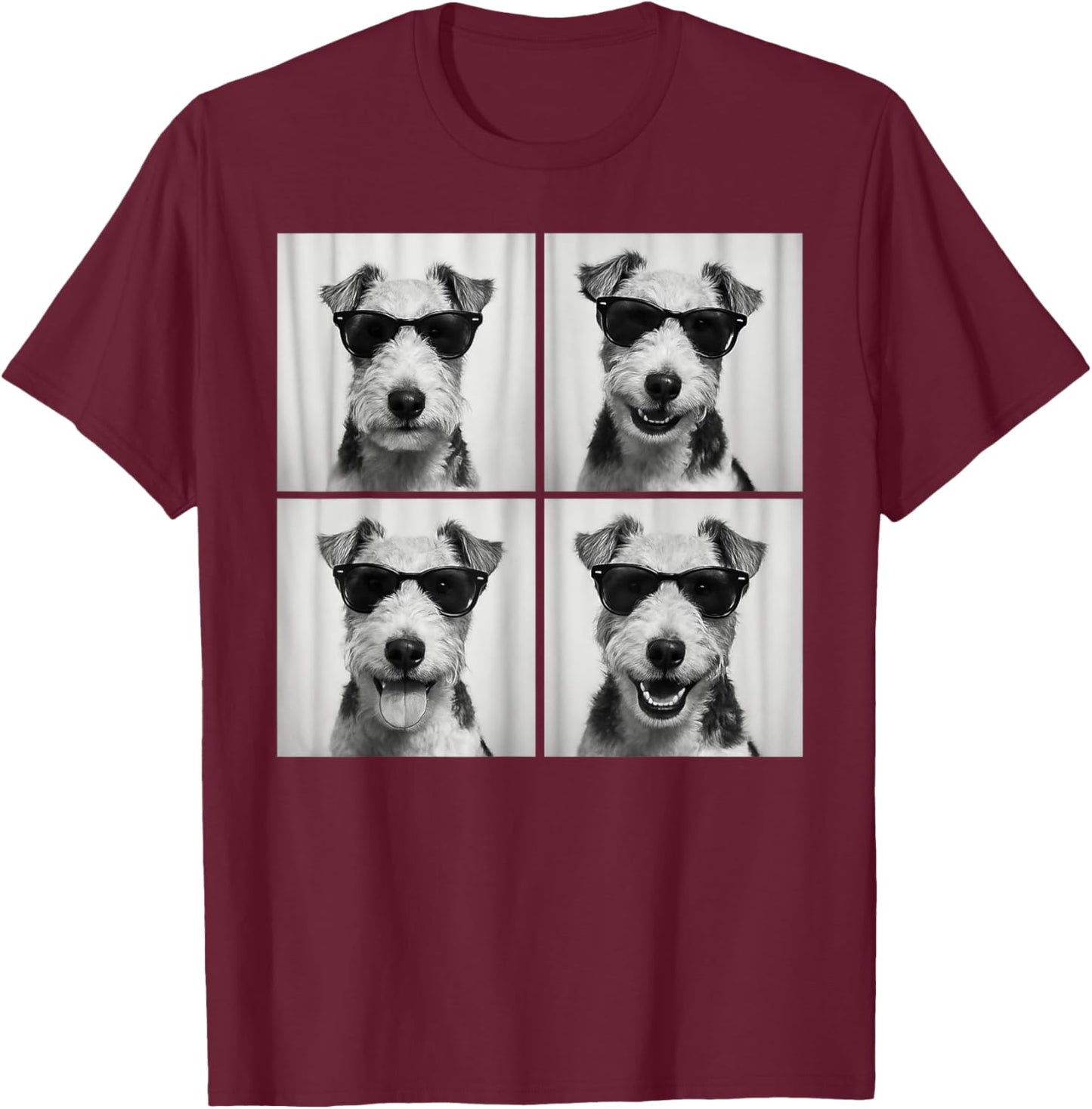 Funny Wire Hair Fox Terrier Lover Cute Dog Photo Booth T-Shirt - T-Shirt | Maroon
