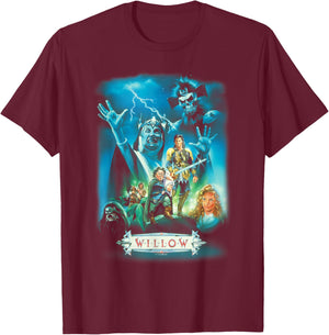 Lucasfilm Willow Illustrated Blue Movie Poster T-Shirt - T-Shirt | Maroon