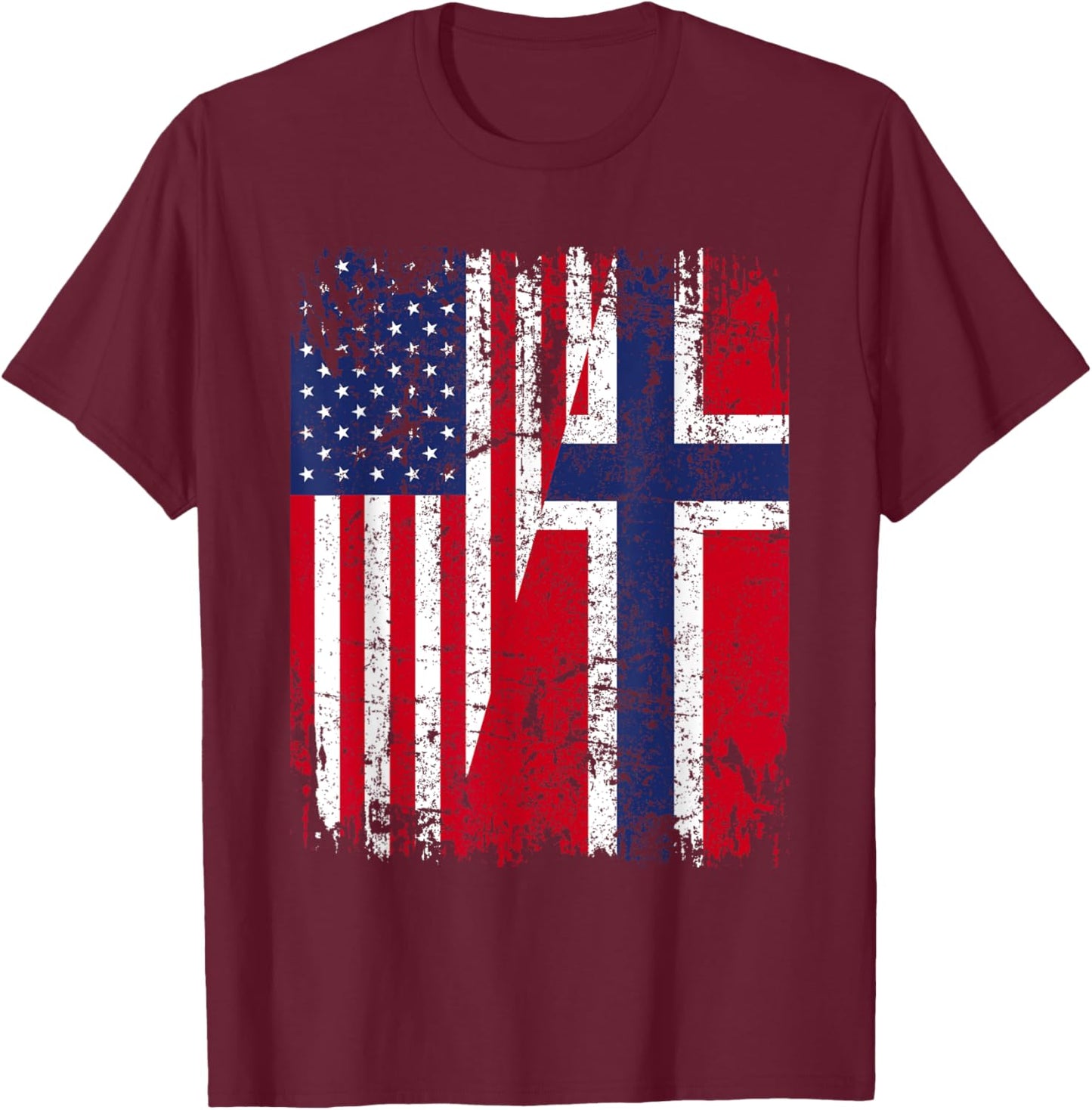 NORWEGIAN American Flag | Men Women Kids | NORWAY T-Shirt - T-Shirt | Maroon