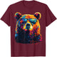 Bear Wearing Sunglasses Wildlife Graphic Colorful Bear T-Shirt - T-Shirt | Maroon