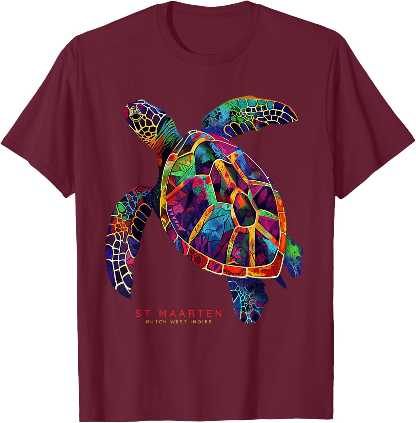 St. Maarten Dutch West Indies St. Martin Vacation Sea Turtle T-Shirt - T-Shirt | Maroon