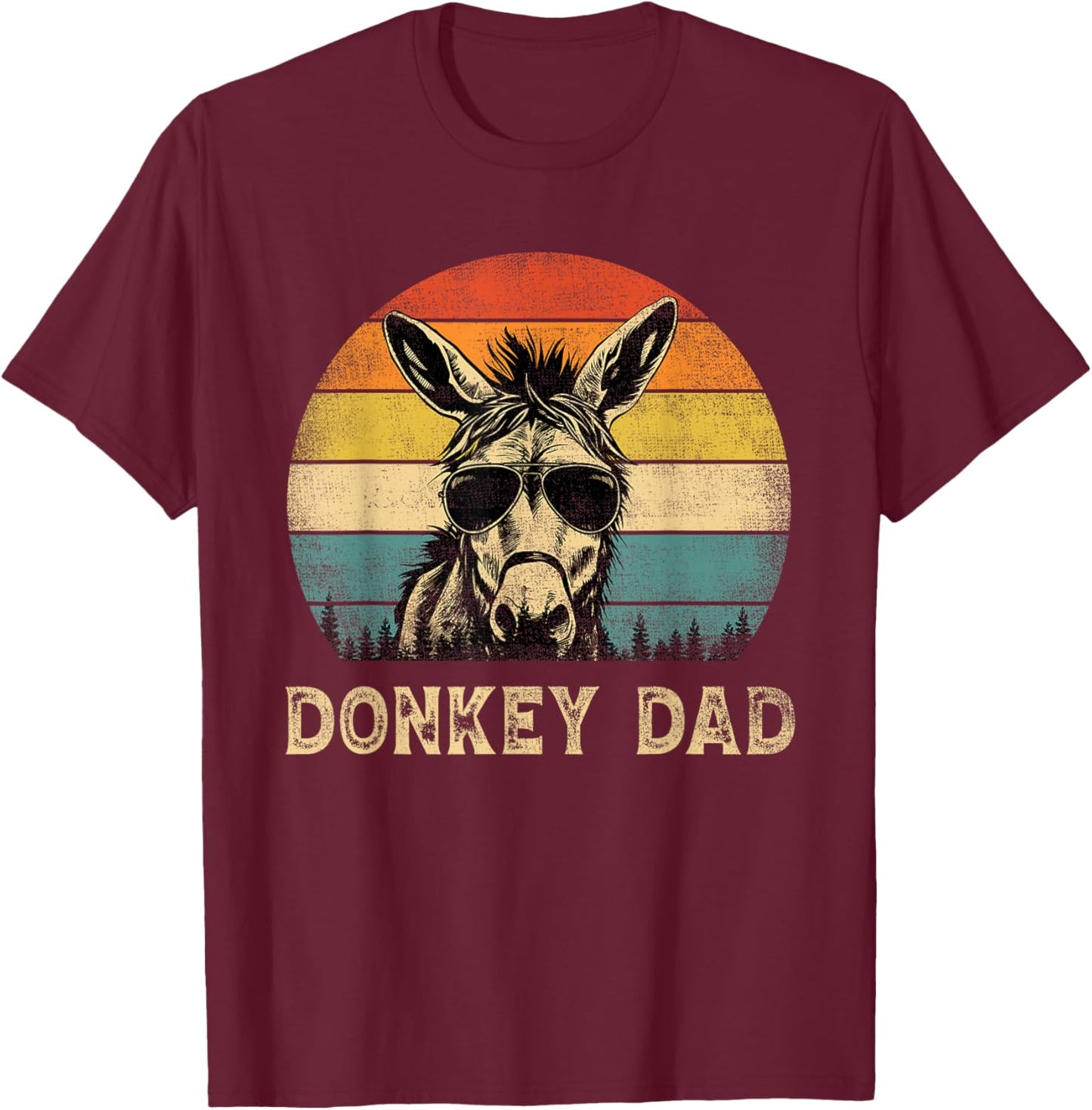 Vintage Donkey Dad Donkey Lovers Daddy Father's Day T-Shirt - T-Shirt | Maroon