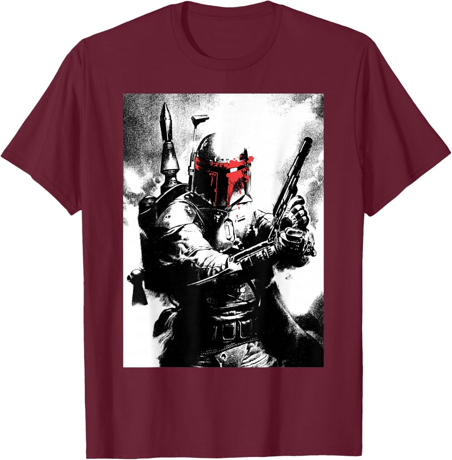 Star Wars Boba Fett Red Mask Portrait T-Shirt - T-Shirt | Maroon