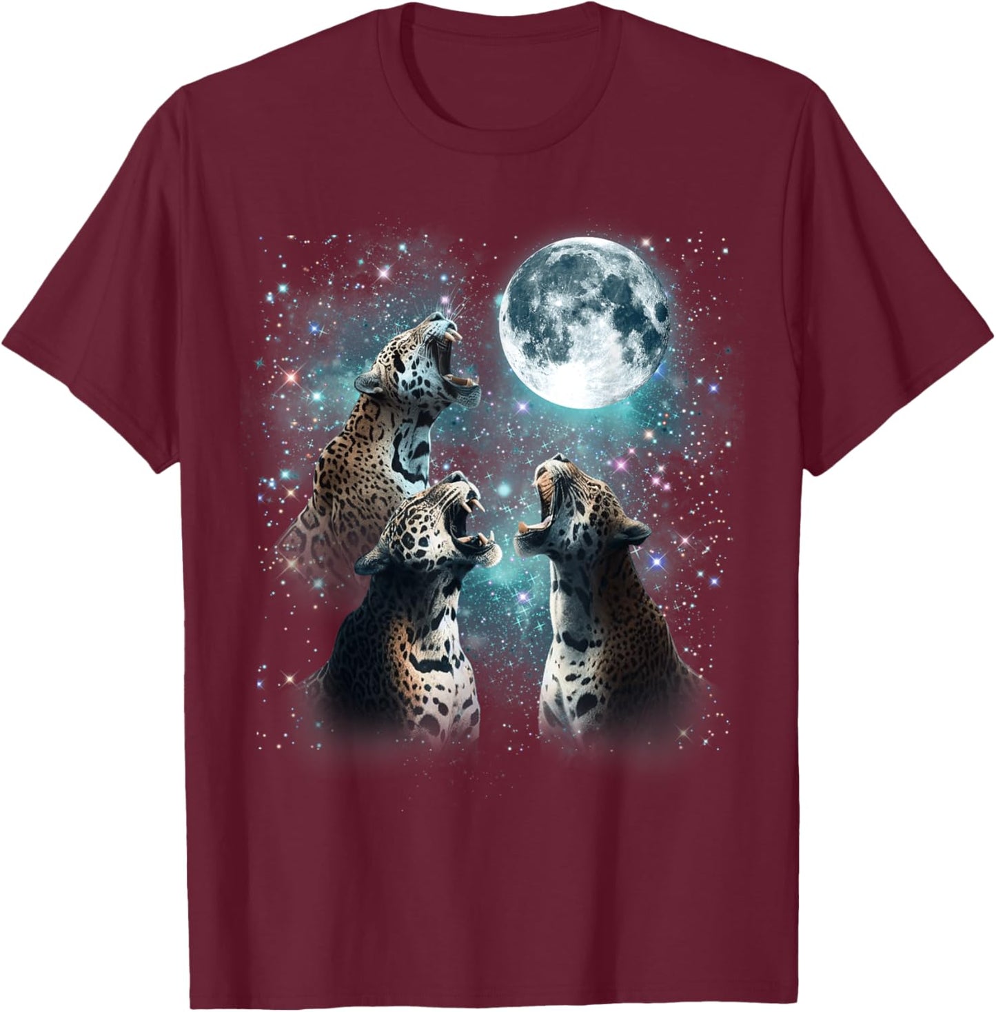 3 Jaguar Moon Howling Jaguar Head Funny , Women, Kid T-Shirt - T-Shirt | Maroon