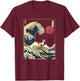 Italian Greyhound Japanese Kanagawa Wave Funny Surf Dog T-Shirt - T-Shirt | Maroon