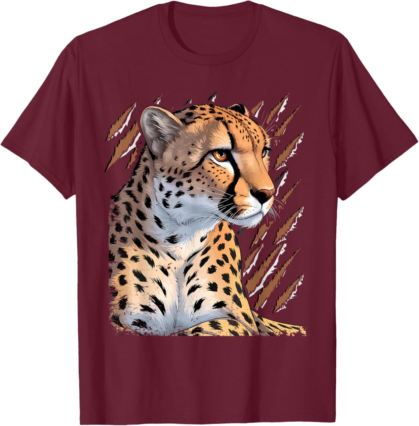 Leopard Cheetah Tiger Leopard Face Lion Cat T-Shirt - T-Shirt | Maroon
