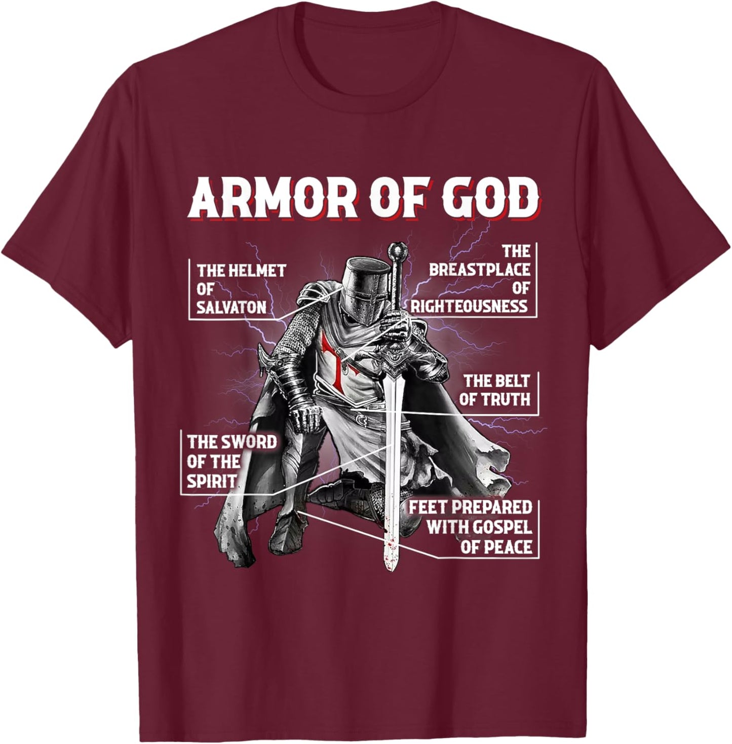 Armor Of God Bible Verse Cool,Ephesians 6:11 Christian Bible T-Shirt - T-Shirt | Maroon