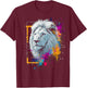 Lion Painting Colorful Animal Art Abstract Graphic Lion T-Shirt - T-Shirt | Maroon