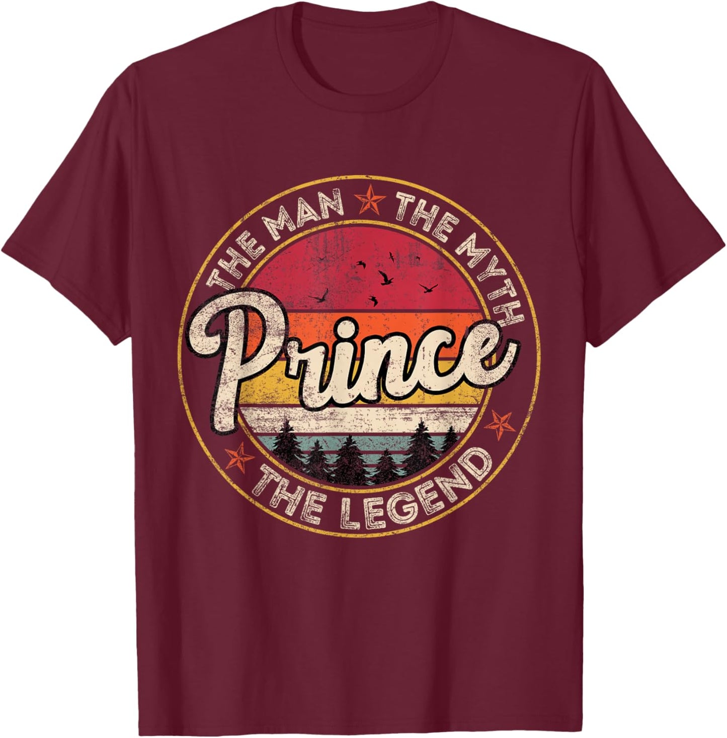 Prince The Man The Myth The Legend Personalized Name T-Shirt - T-Shirt | Maroon