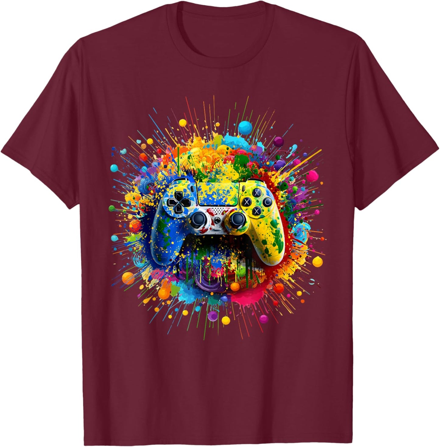 Retro Polka Dots Gaming Controller Video Gamers Dot Day Boys T-Shirt - T-Shirt | Maroon