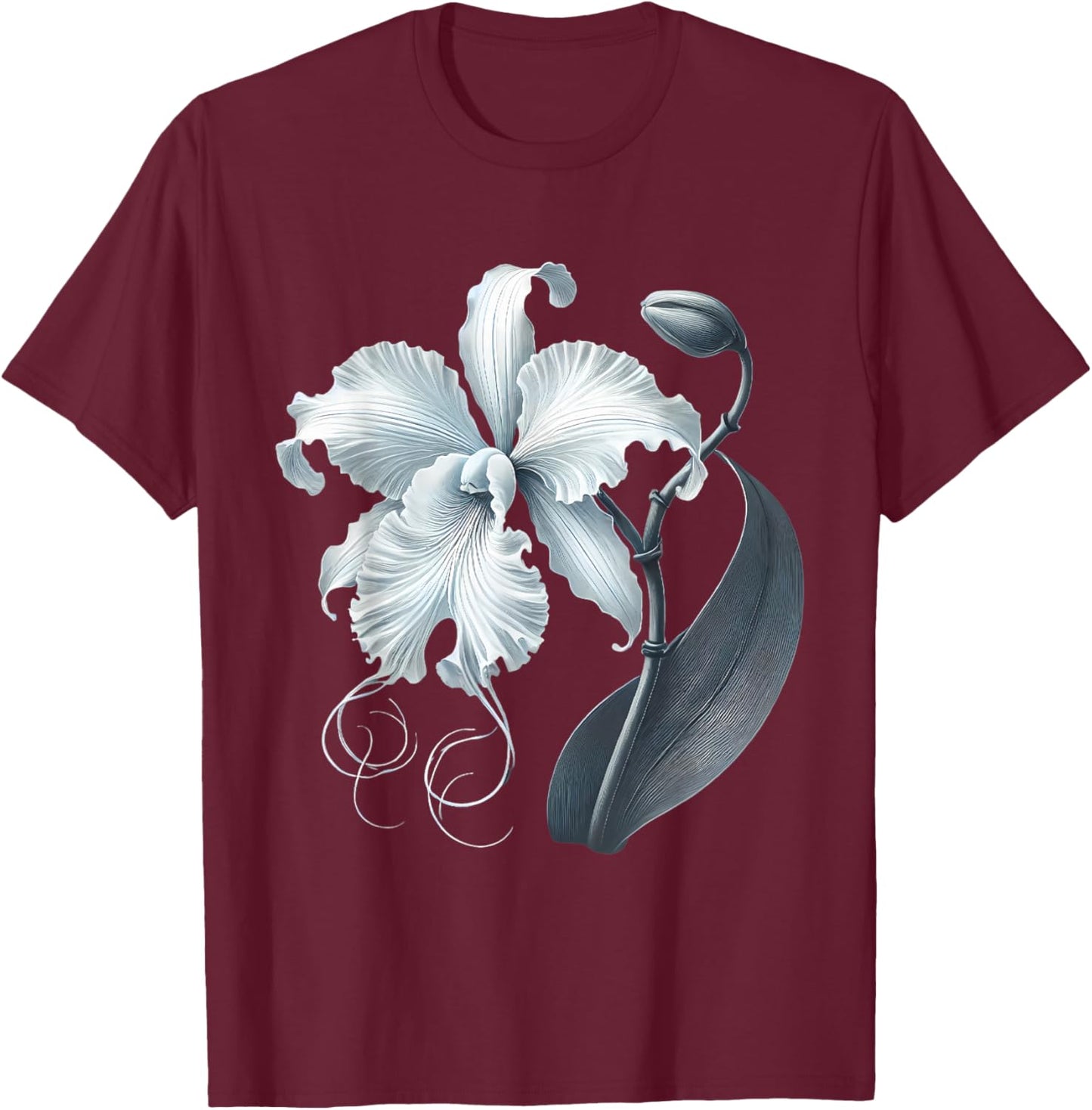Ghost Orchid Flower Plant T-Shirt - T-Shirt | Maroon