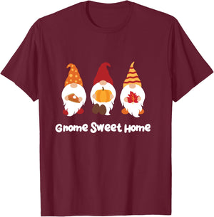 Autumn Gnome Gift Men Women Kids Thanksgiving Fall Gnome T-Shirt - T-Shirt | Maroon