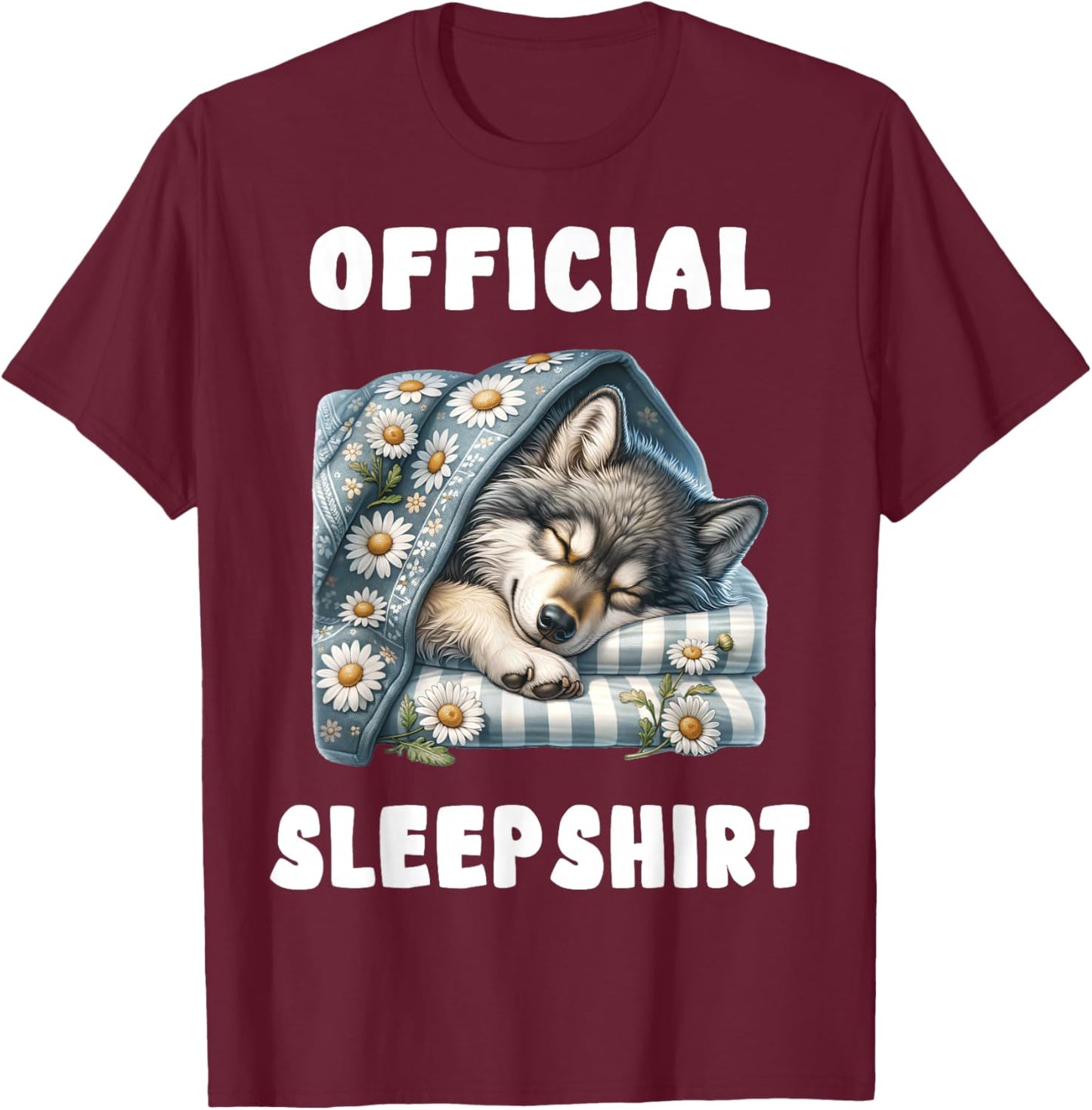 Wolf - Official Sleepshirt Pajamas Nightgown T-Shirt - T-Shirt | Maroon