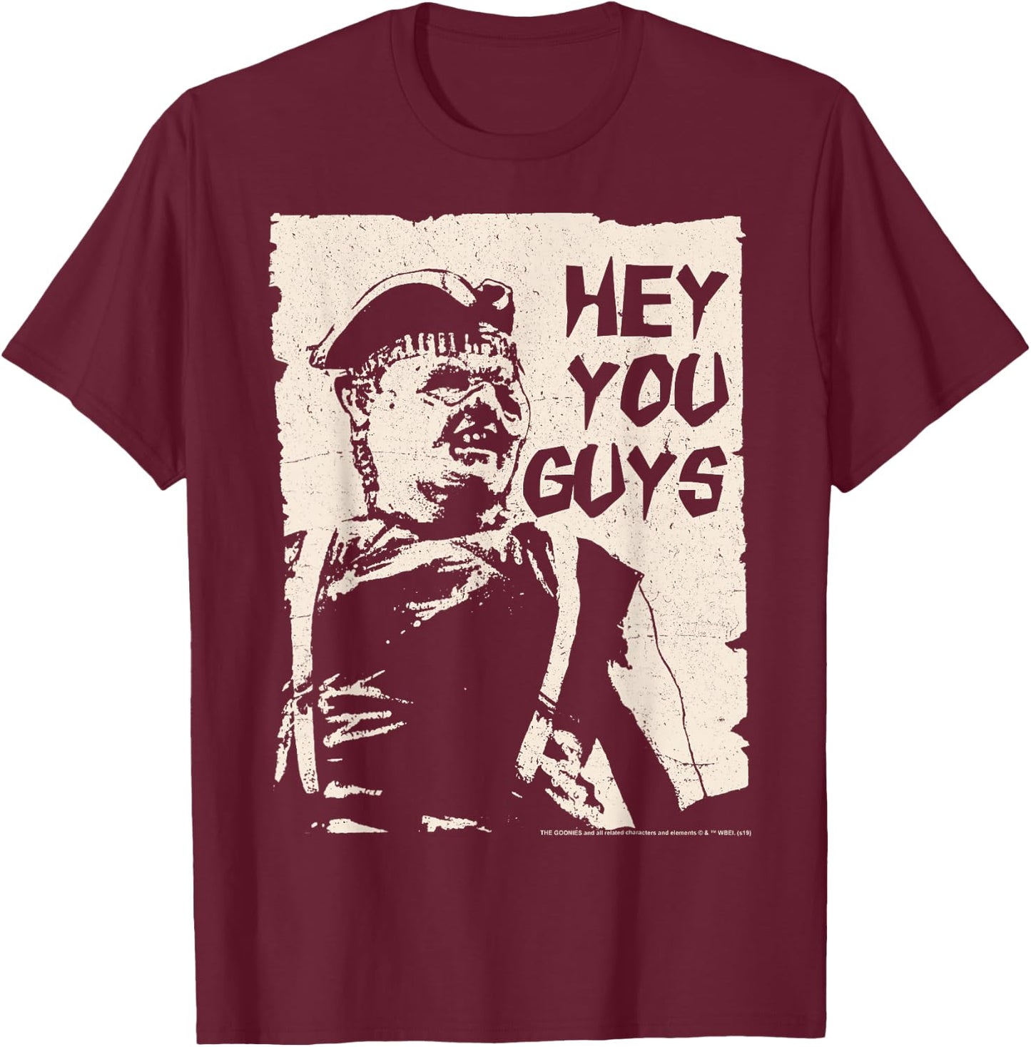 The Goonies Sloth Hey You Guys Cut Out Portrait T-Shirt - T-Shirt | Maroon