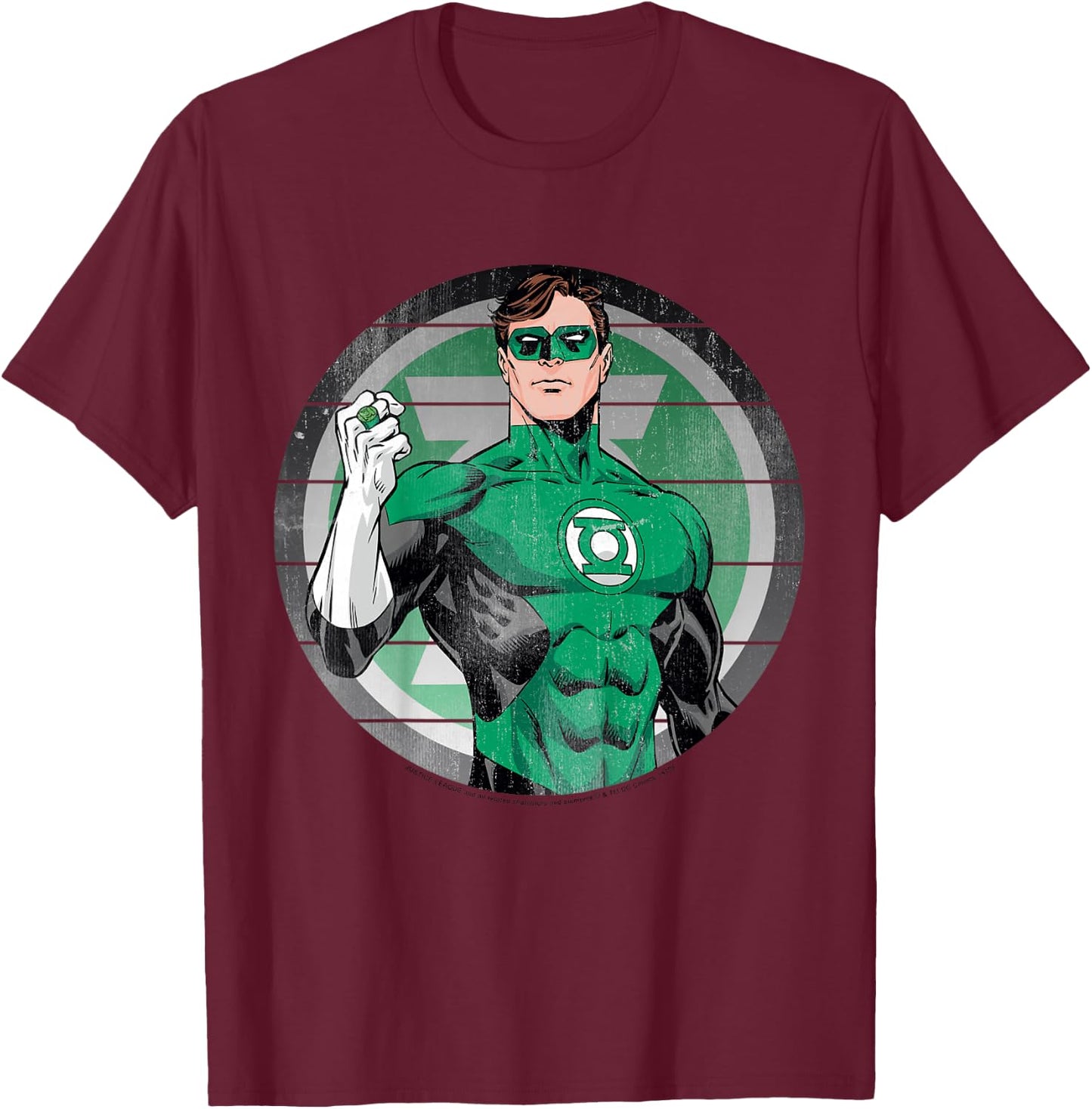 Kids DC Comics The Green Lantern Circle Striped Portrait T-Shirt - T-Shirt | Maroon