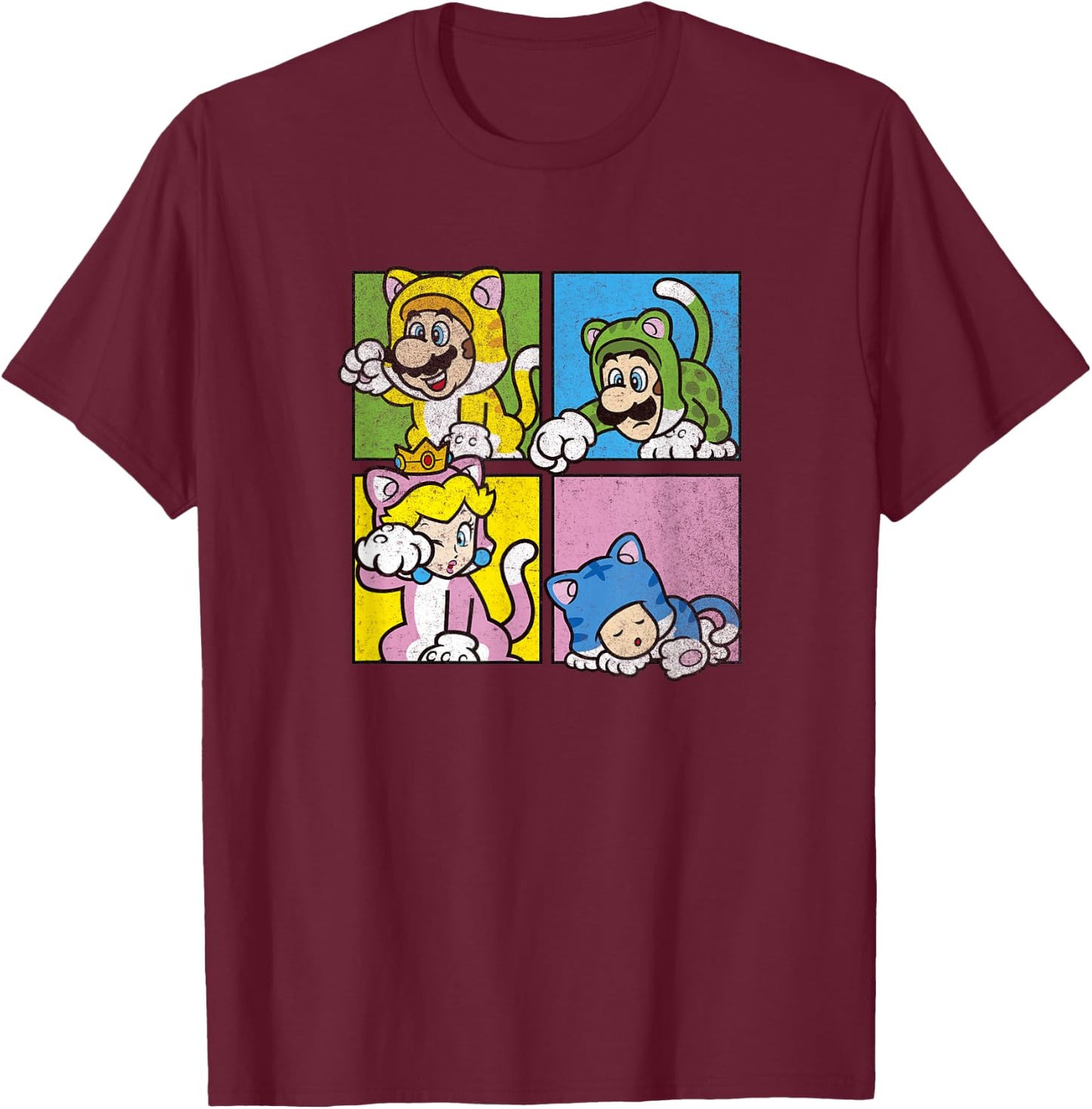 Super Mario 3D World Bowser's Fury Cat Costume Box Ups T-Shirt - T-Shirt | Maroon