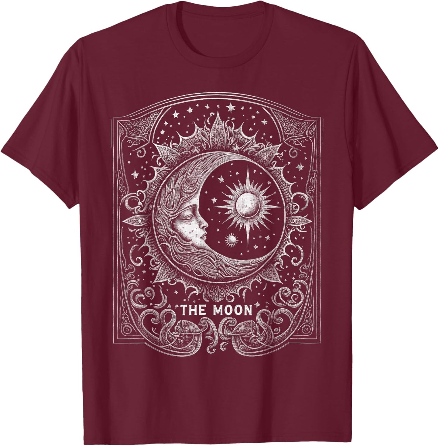 The Moon Tarot Card Goth Emo Occult Graphic Women Girls T-Shirt - T-Shirt | Maroon