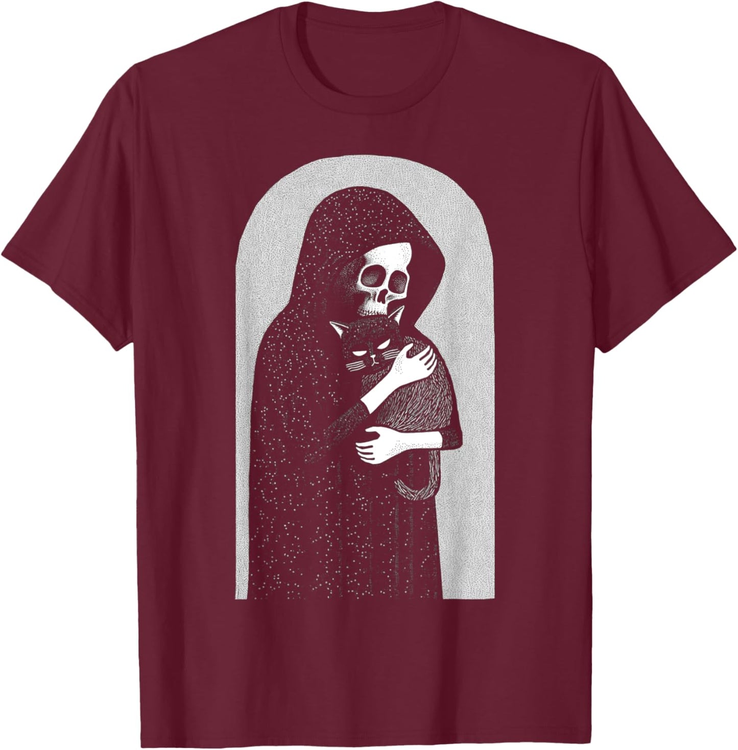 Reaper Of Death And His Black Cat Cuddle Punk Goth Grunge Men Women Girls Kids T-Shirt - T-Shirt | Maroon