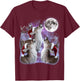 3 Deer Howling At The Moon Santa Hat Meme Funny Deer Lovers T-Shirt - T-Shirt | Maroon