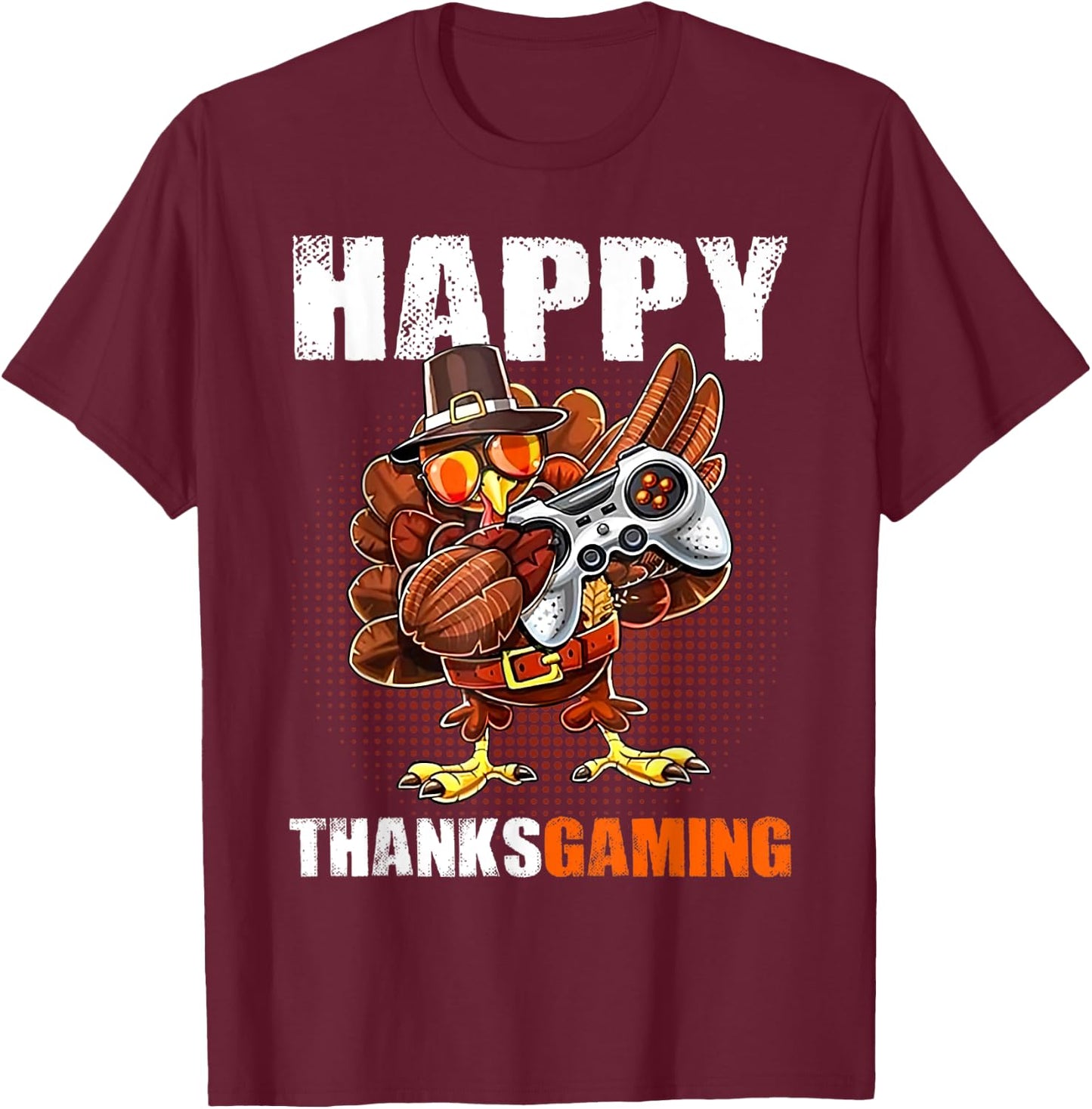 Happy Thanksgaming Gamer Turkey Dabbing Video Game Lover T-Shirt - T-Shirt | Maroon