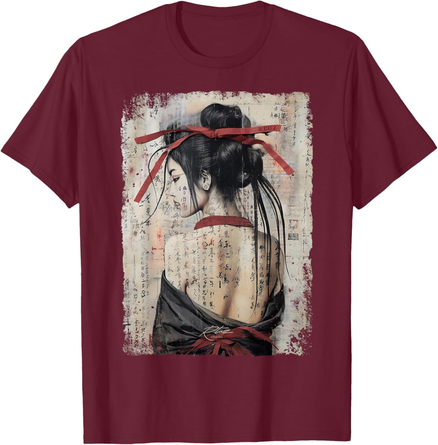 Geisha Asia Japan Woman Vintage Culture Tokyo Geisha T-Shirt - T-Shirt | Maroon