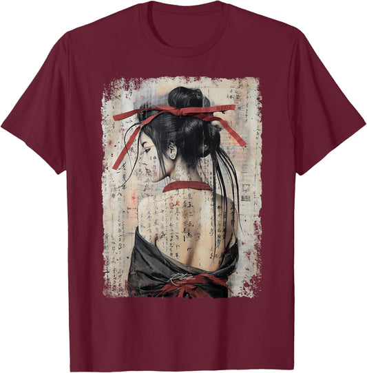 Geisha Asia Japan Woman Vintage Culture Tokyo Geisha T-Shirt - T-Shirt | Maroon