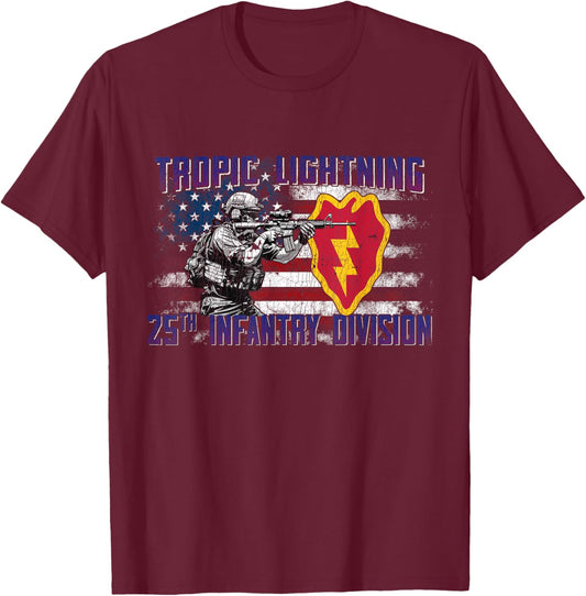 25th Infantry Division 25 ID Tropic Lightning Division T-Shirt - T-Shirt | Maroon