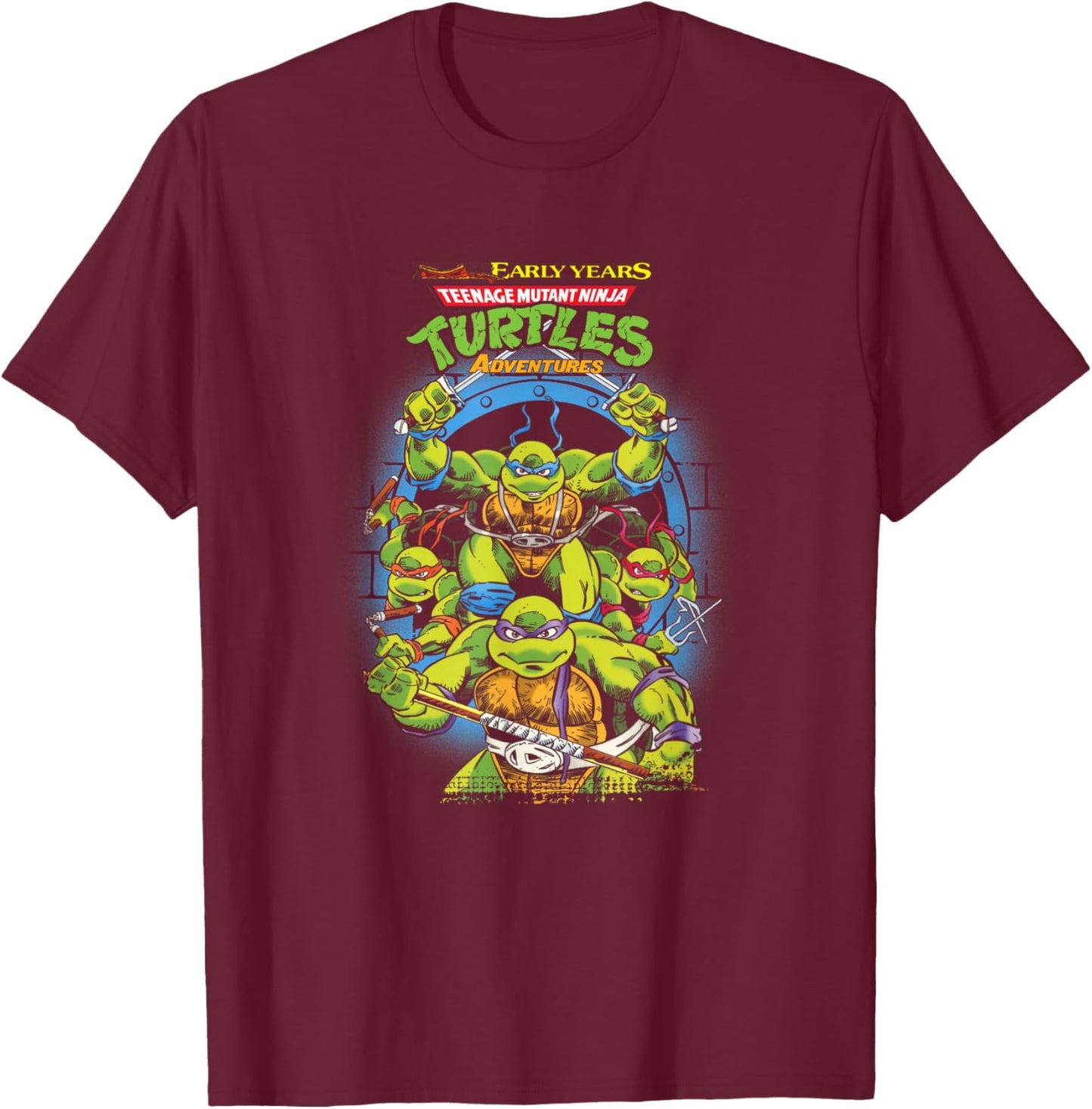 Teenage Mutant Ninja Turtles Early Years Adventures Cover T-Shirt - T-Shirt | Maroon