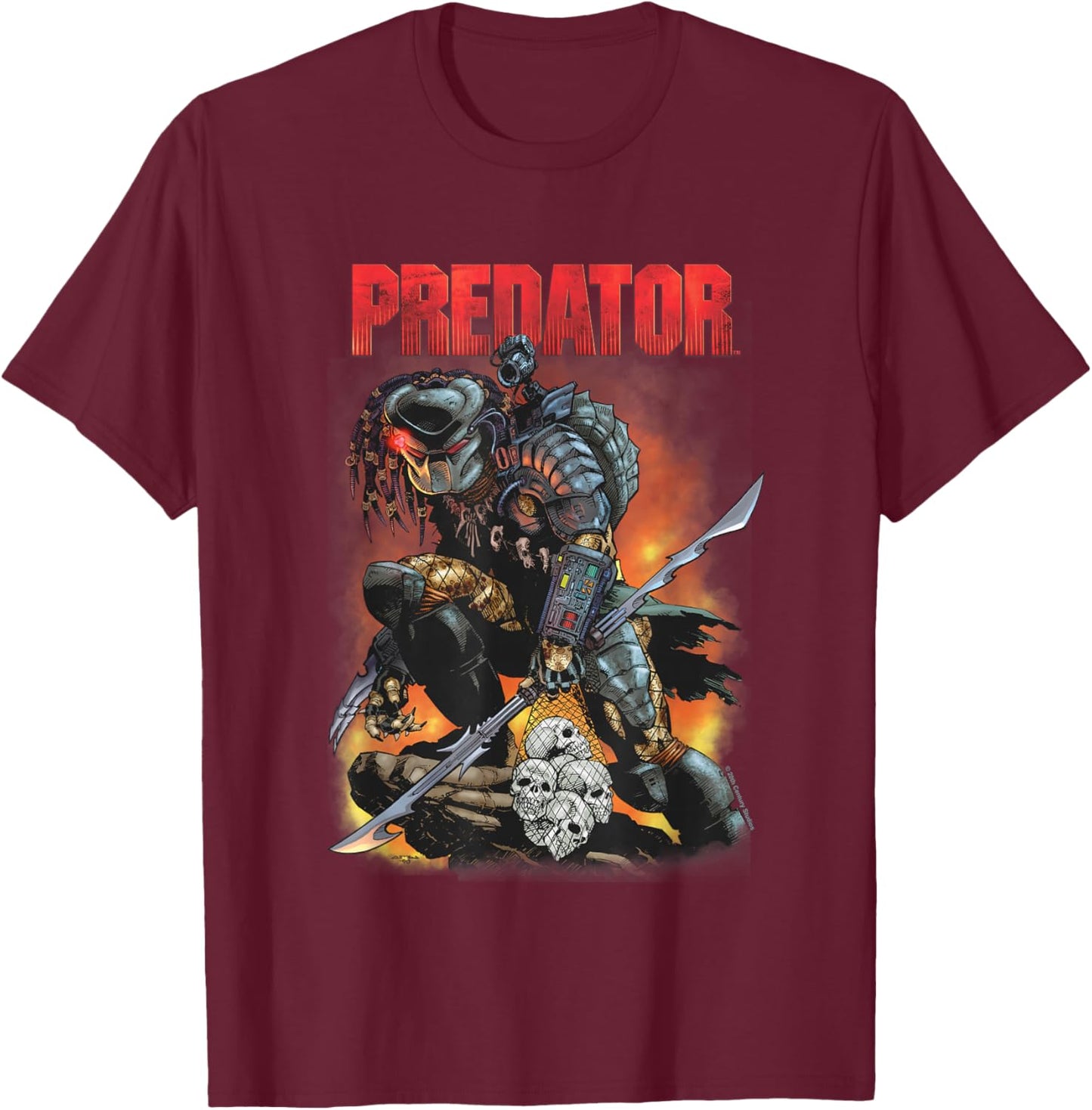 Predator Ready To Hunt Big Chest Iconic Retro Poster V2 T-Shirt - T-Shirt | Maroon