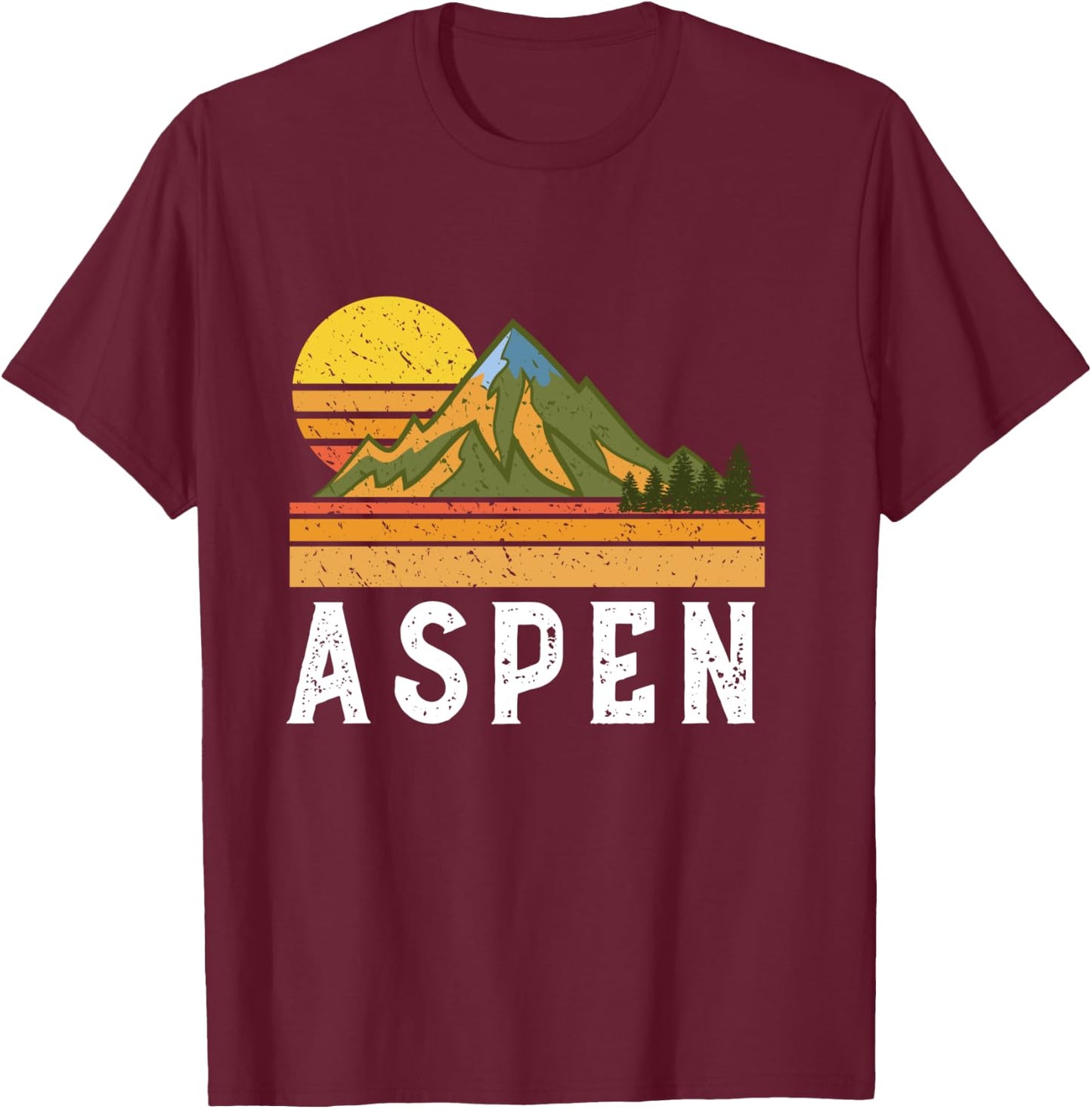 Mountain Sunset Vacation Gift- Aspen Colorado T-Shirt - T-Shirt | Maroon
