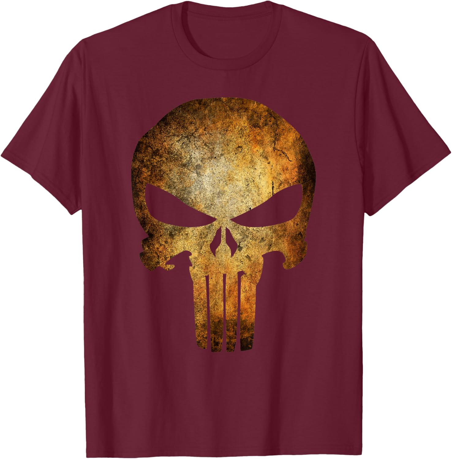 Marvel Punisher Rusted Skull Logo T-Shirt - T-Shirt | Maroon