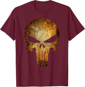 Marvel Punisher Rusted Skull Logo T-Shirt - T-Shirt | Maroon