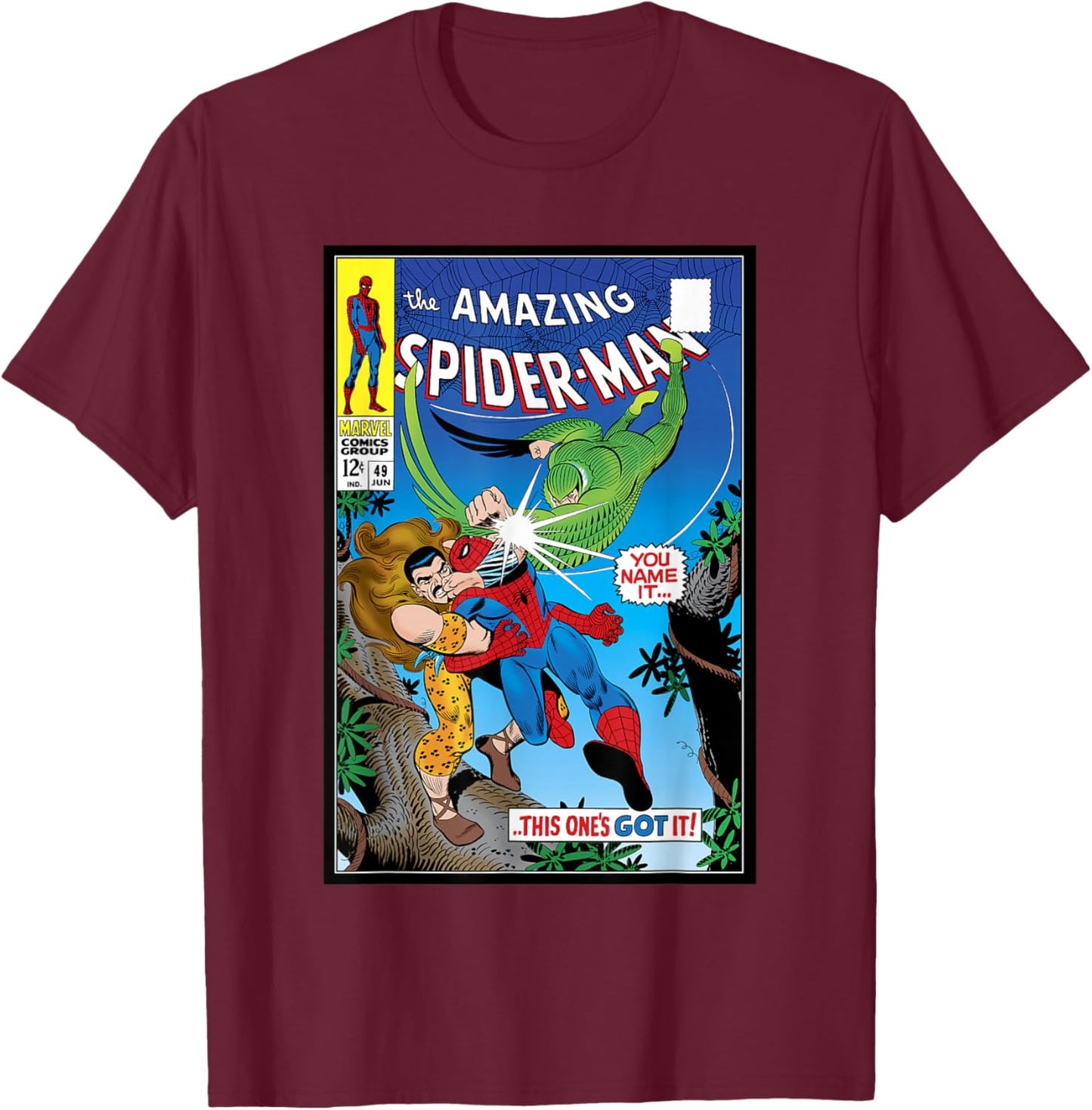 Marvel Universe Classic Spider-Man VS Kraven & Vulture Cover T-Shirt - T-Shirt | Maroon