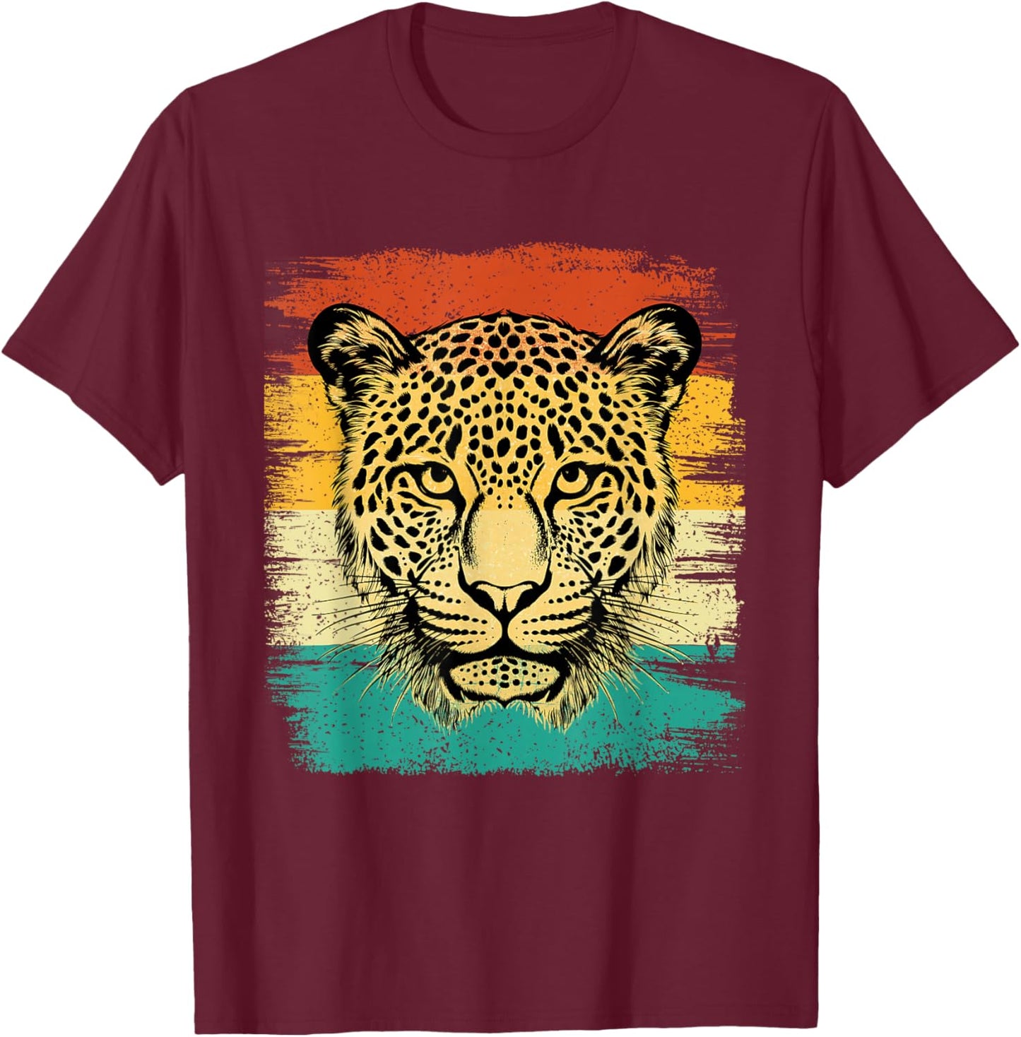 Retro Vintage Cheetah Face - Zookeeper Wildlife Zoologist T-Shirt - T-Shirt | Maroon