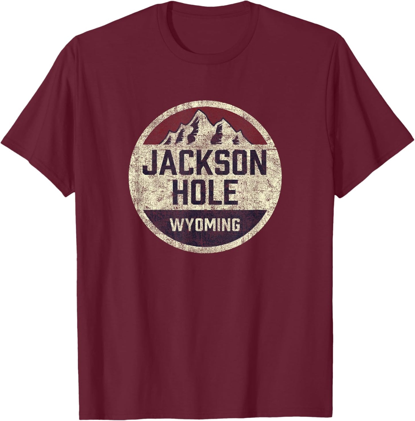 Vintage Jackson Hole Wyoming Souvenir Retro Hiking Graphic T-Shirt - T-Shirt | Maroon