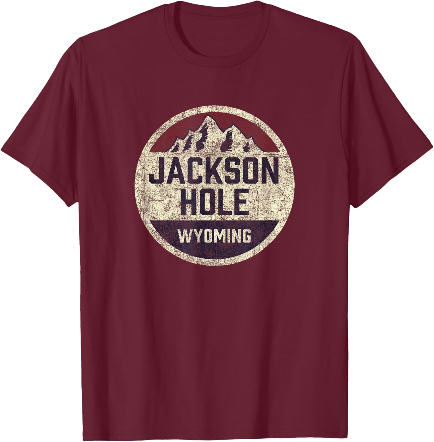 Vintage Jackson Hole Wyoming Souvenir Retro Hiking Graphic T-Shirt - T-Shirt | Maroon