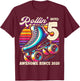 Birthday Roller Skating 5th Girls Rollin into 5 Skate Party T-Shirt - T-Shirt | Maroon