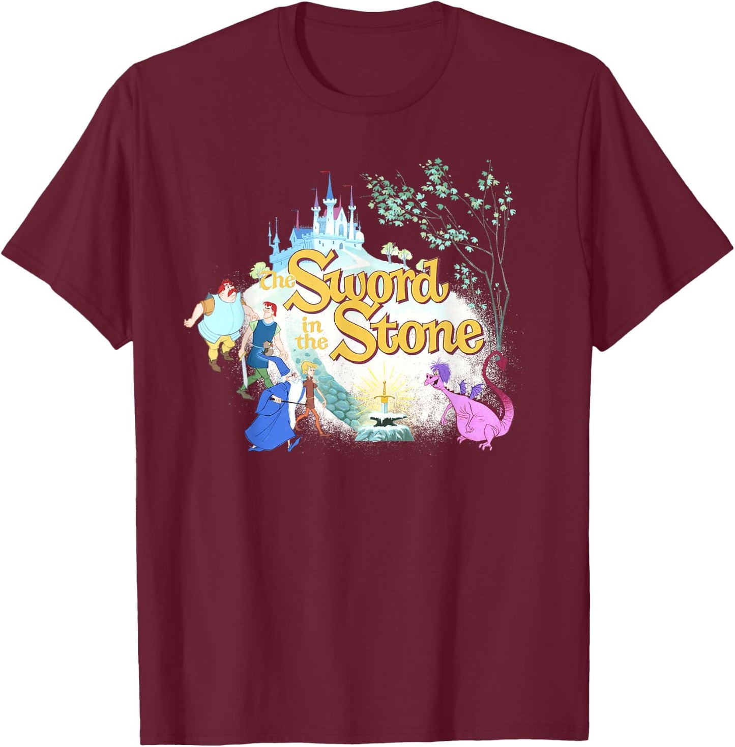 Disney The Sword in The Stone Retro T-Shirt - T-Shirt | Maroon