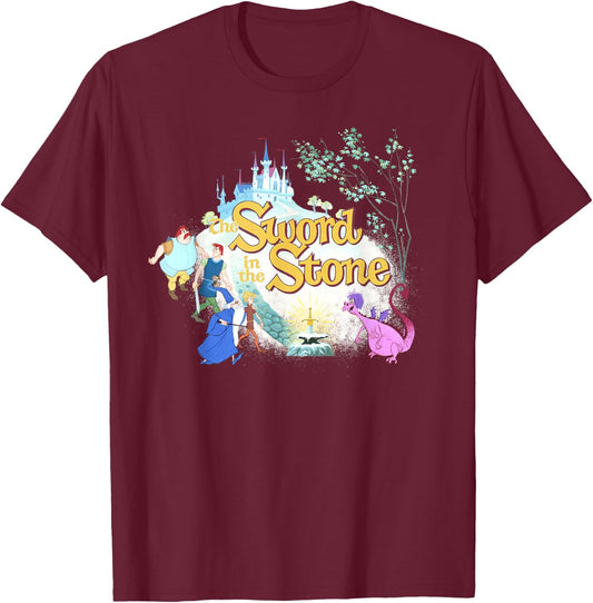Disney The Sword in The Stone Retro T-Shirt - T-Shirt | Maroon