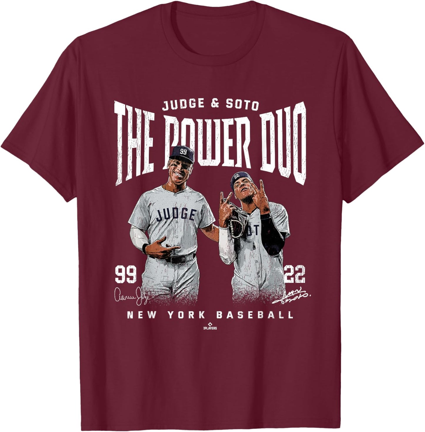 Judge & Soto The Power Duo Aaron Judge New York MLBPA T-Shirt - T-Shirt | Maroon