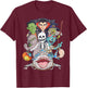 Skeleton Zombie Riding Mummy Shark Funny Halloween Pumpkin T-Shirt - T-Shirt | Maroon