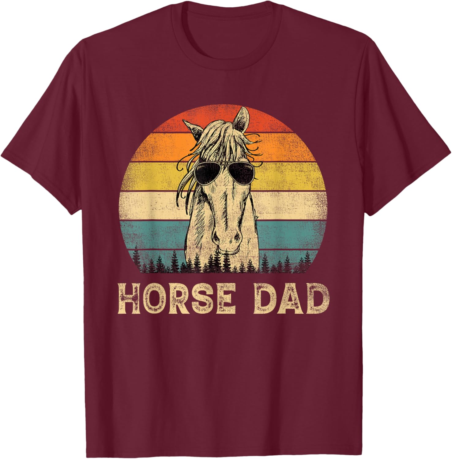 Vintage Horse Dad Horse Lovers Daddy Father's Day T-Shirt - T-Shirt | Maroon