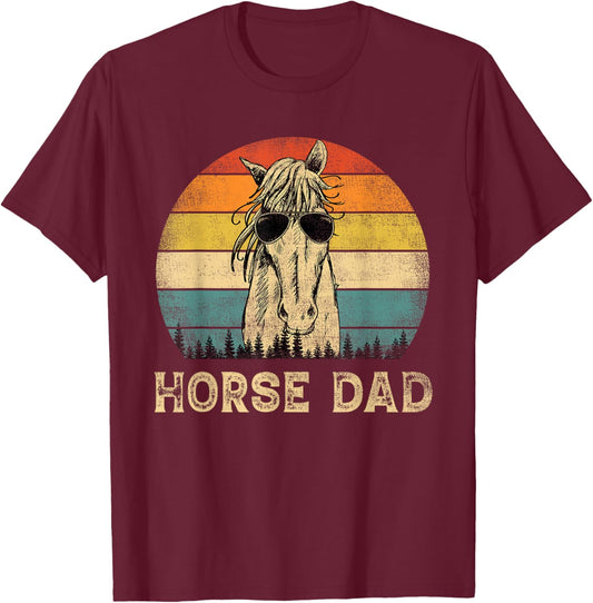 Vintage Horse Dad Horse Lovers Daddy Father's Day T-Shirt - T-Shirt | Maroon