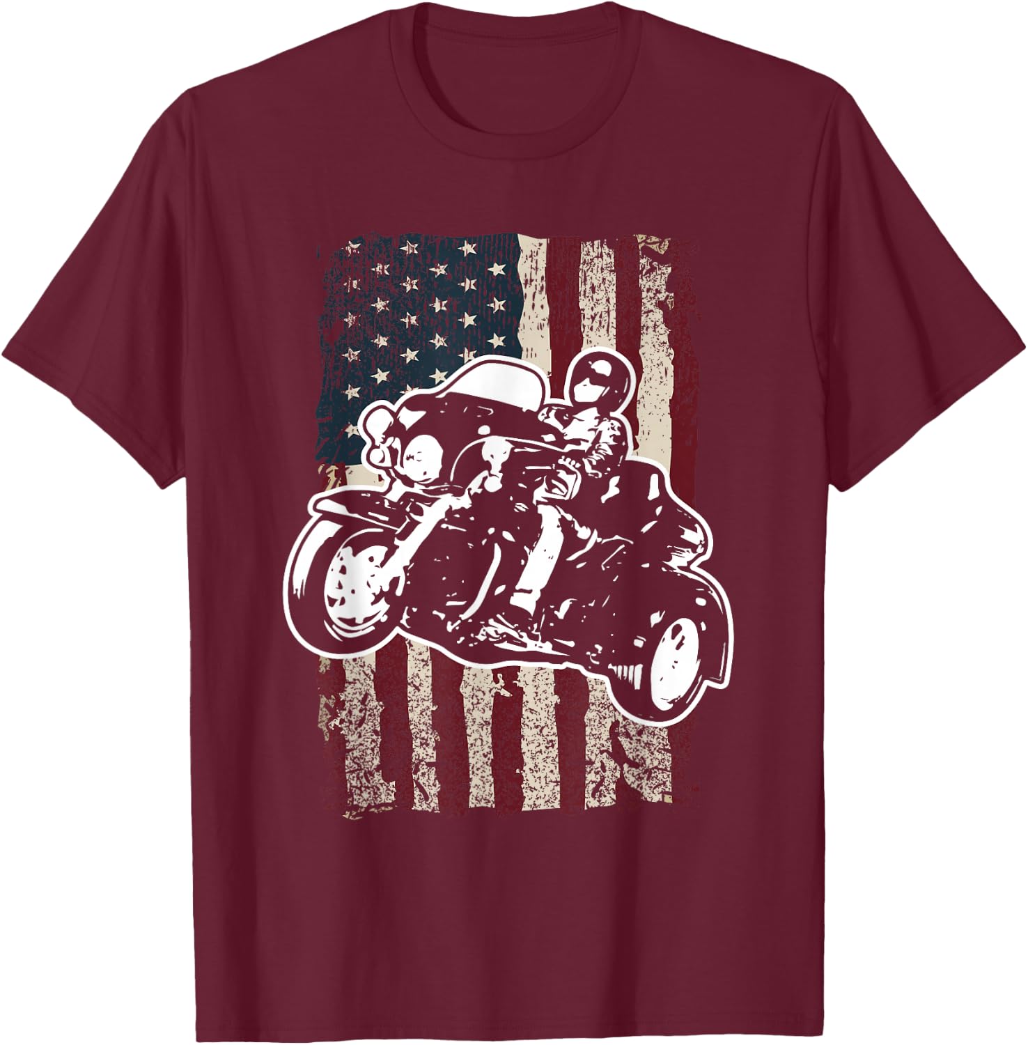 Triker Motorcycle America Trike Biker Gift T-Shirt - T-Shirt | Maroon