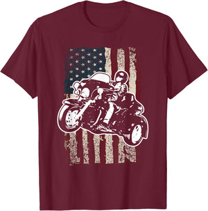 Triker Motorcycle America Trike Biker Gift T-Shirt - T-Shirt | Maroon