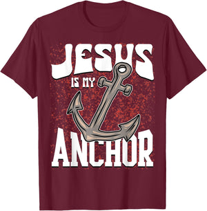 Jesus God Faith Anchor Christian Religious T-Shirt - T-Shirt | Maroon