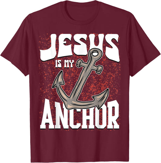 Jesus God Faith Anchor Christian Religious T-Shirt - T-Shirt | Maroon