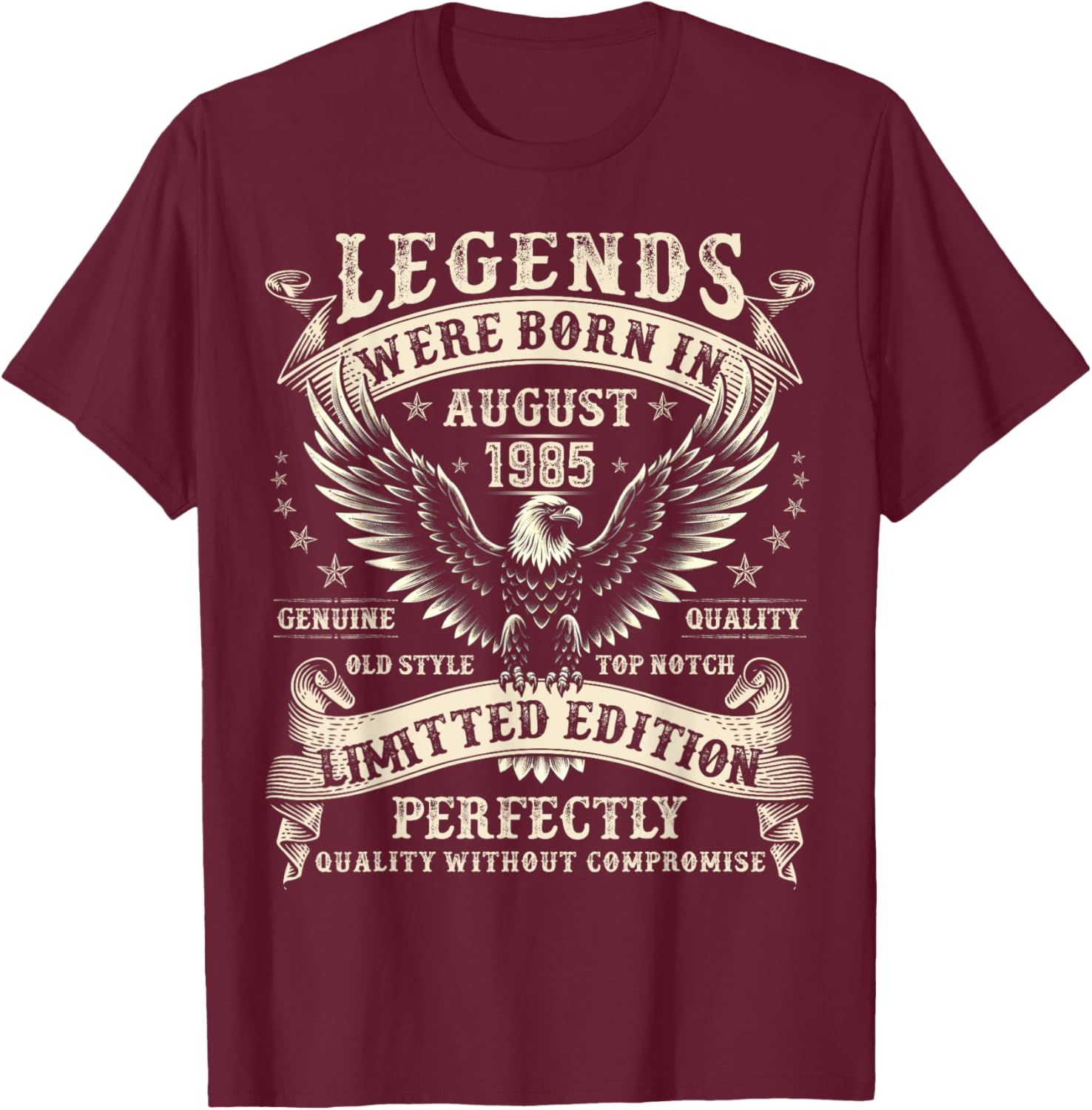 39 Year Old Birthday Gifts 39th Birthday August 1985 T-Shirt - T-Shirt | Maroon