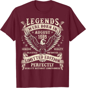 39 Year Old Birthday Gifts 39th Birthday August 1985 T-Shirt - T-Shirt | Maroon