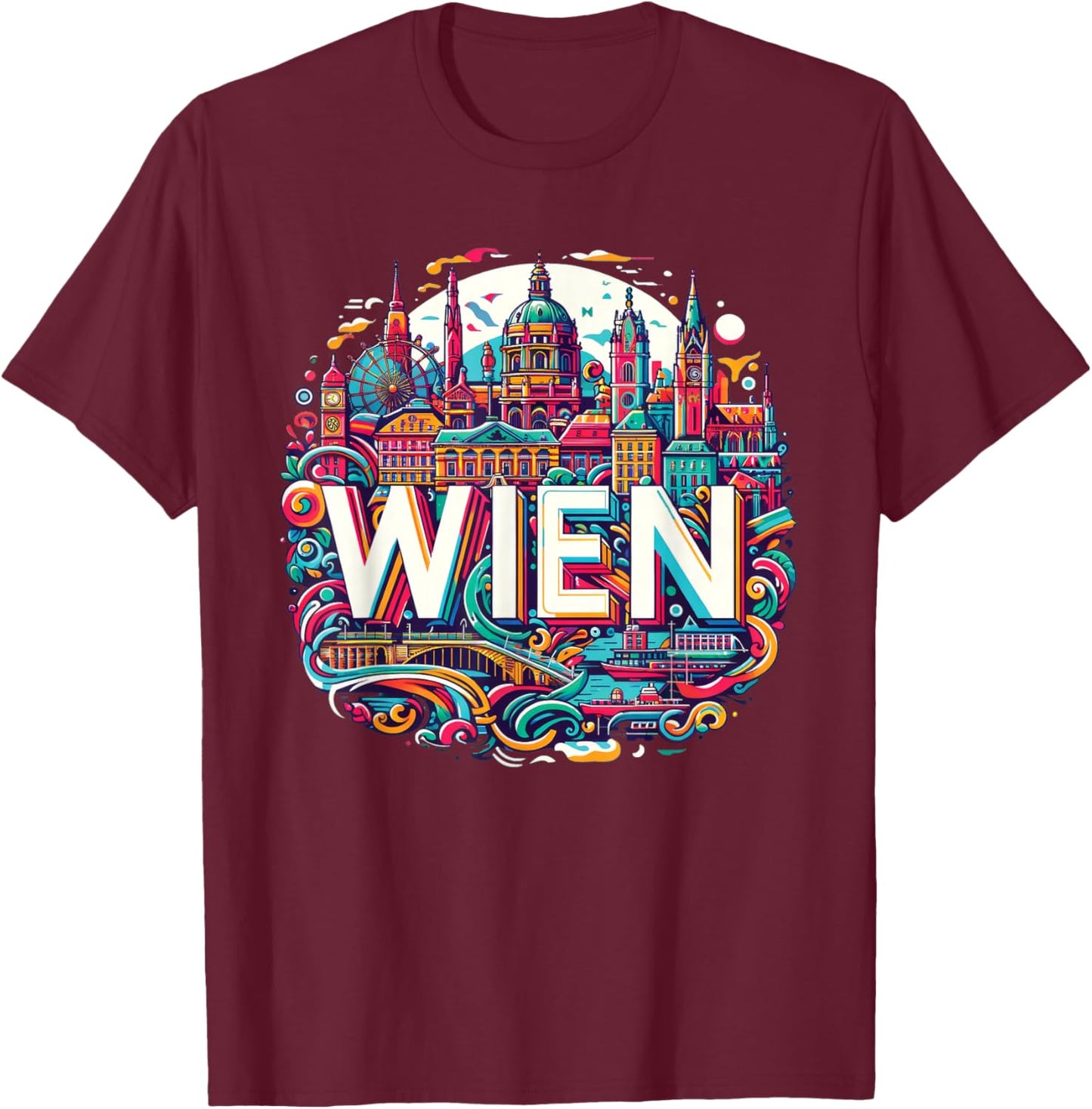 Vienna Austria Wien Souvenir Art T-Shirt - T-Shirt | Maroon